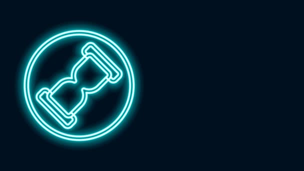 Leuchtende Neon-Linie Alte Sanduhr mit fließendem Sandsymbol isoliert auf schwarzem Hintergrund. Sanduhr-Zeichen. Geschäfts- und Zeitmanagement-Konzept. 4K Video Motion Grafik Animation — Stockvideo