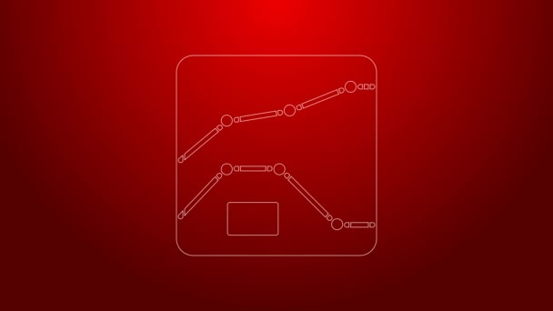 Green line Graph, schedule, chart, diagram, infographic, pie graph icon isolated on red background. 4K Video motion graphic animation — Stock Video