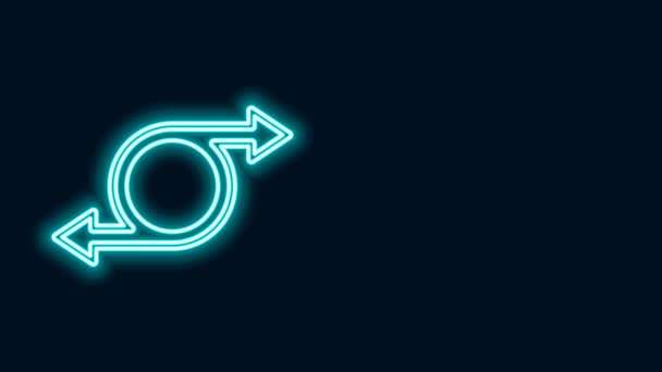 Linea al neon luminosa icona freccia isolata su sfondo nero. Direzione Simbolo freccia. Indicatore di navigazione. Animazione grafica 4K Video motion — Video Stock