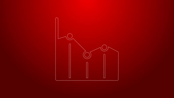 Zelená čára Koláčový graf infografická ikona izolované na červeném pozadí. Značka diagramu. Grafická animace pohybu videa 4K — Stock video