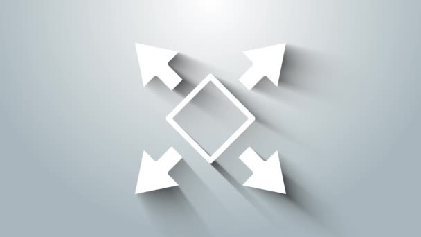Blanc Icône flèche directionnelle de plusieurs façons isolée sur fond gris. Animation graphique de mouvement vidéo 4K — Video