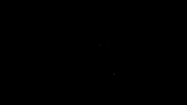 Vit linje pil ikon isolerad på svart bakgrund. Riktning pilspets symbol. Navigeringsskylt. 4K Video motion grafisk animation — Stockvideo