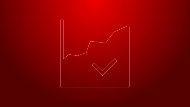 Grüne Linie Finanzwachstum erhöhen Symbol isoliert auf rotem Hintergrund. Steigerung der Einnahmen. 4K Video Motion Grafik Animation — Stockvideo