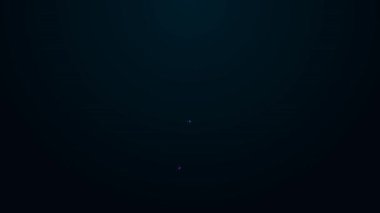 Siyah arkaplanda izole edilmiş çapa simgesiyle parlayan neon çizgi haritası işaretçisi. 4K Video hareketli grafik canlandırması