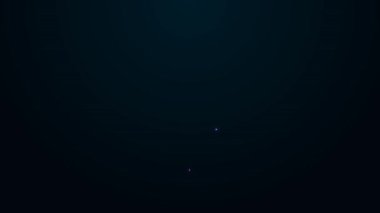 Siyah arkaplanda izole edilmiş bir simge arayışında hedefleri olan parlak neon hattı Radar. Arama sistemi. Donanma sonarı. 4K Video hareketli grafik canlandırması