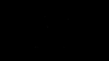 Beyaz çizgi trafik levhası. Siyah arkaplanda sinyal simgesi izole edildi. İşaretçi sembolü. İzole sokak bilgi levhası. Yön tabelası. 4K Video hareketli grafik canlandırması