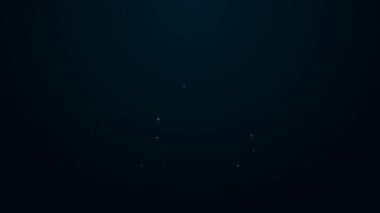 Parlayan neon çizgisi Katlanmış harita simgesi siyah arkaplanda izole edildi. 4K Video hareketli grafik canlandırması