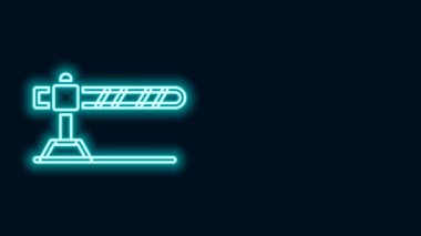 Parlayan neon hattı park alanı bariyeri simgesi siyah arka planda izole edildi. Sokak durağı sınırı. 4K Video hareketli grafik canlandırması