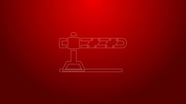 Yeşil çizgi park alanı bariyeri simgesi kırmızı arkaplanda izole edildi. Sokak durağı sınırı. 4K Video hareketli grafik canlandırması