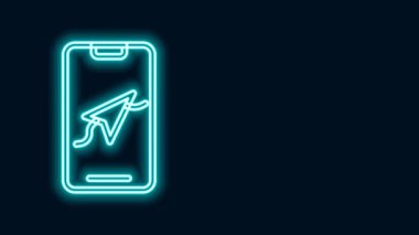 Şehir haritası yön bulma simgesinin parlayan neon hattı bilgileri siyah arkaplanda izole edildi. Mobil Uygulama Arayüzü tasarımı. Coğrafi konsept. 4K Video hareketli grafik canlandırması