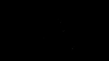 Dünya ikonundaki beyaz çizgi konumu siyah arkaplanda izole edildi. Dünya ya da Dünya işareti. 4K Video hareketli grafik canlandırması