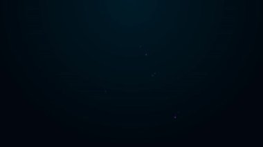 Dünya simgesinde parlayan neon hattı konumu siyah arkaplanda izole edildi. Dünya ya da Dünya işareti. 4K Video hareketli grafik canlandırması