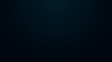 Parlayan neon hattı rota simgesi siyah arkaplanda izole edildi. Harita işaretçisi işareti. Yol ya da yol kavramı. GPS navigatörü. 4K Video hareketli grafik canlandırması