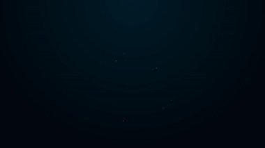 Parlayan neon hattı uydu simgesi siyah arkaplanda izole edildi. 4K Video hareketli grafik canlandırması