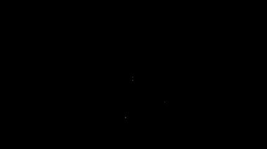 Siyah arkaplanda beyaz çizgi haritası simgesi izole edildi. Navigasyon, işaret, konum, harita, GPS, yön, yer, pusula, arama konsepti. 4K Video hareketli grafik canlandırması