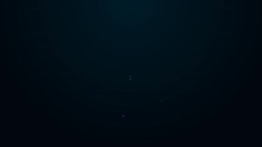 Parlayan neon çizgi haritası simgesi siyah arkaplanda izole edildi. Navigasyon, işaret, konum, harita, GPS, yön, yer, pusula, arama konsepti. 4K Video hareketli grafik canlandırması