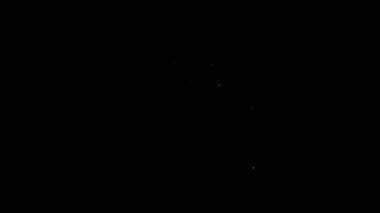 Beyaz çizgi ön cephe binası kuyumcu simgesi siyah arka planda izole edilmiş. 4K Video hareketli grafik canlandırması