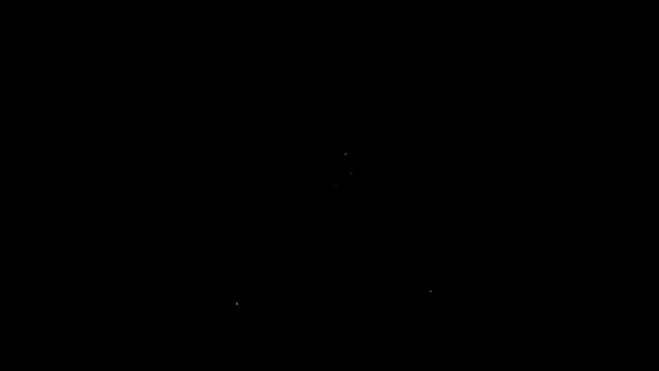 ホワイトライン黒の背景に分離されたプッシュピンアイコン。感謝の印だ。4Kビデオモーショングラフィックアニメーション — ストック動画