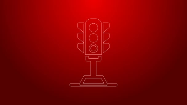 Green line Traffic light icon isolated on red background. 4K Video motion graphic animation — Stock Video