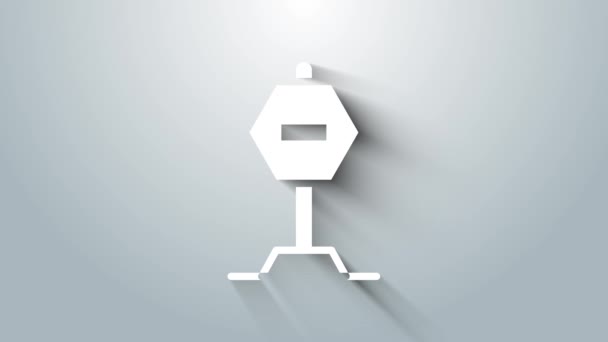 Weißes Stoppschild-Symbol isoliert auf grauem Hintergrund. Verkehrsordnungswidriges Stoppzeichen. 4K Video Motion Grafik Animation — Stockvideo