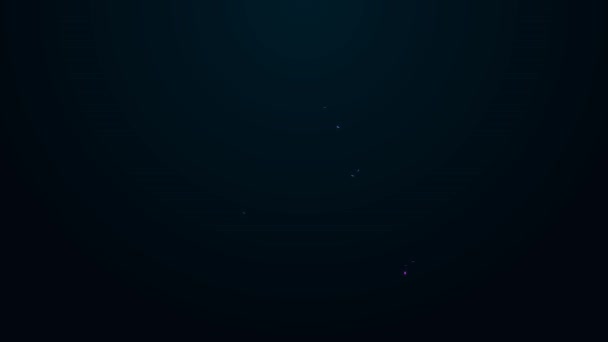 Világító neon vonal Helyszín a földgömb ikon elszigetelt fekete háttér. Világ vagy Föld jel. 4K Videó mozgás grafikus animáció — Stock videók