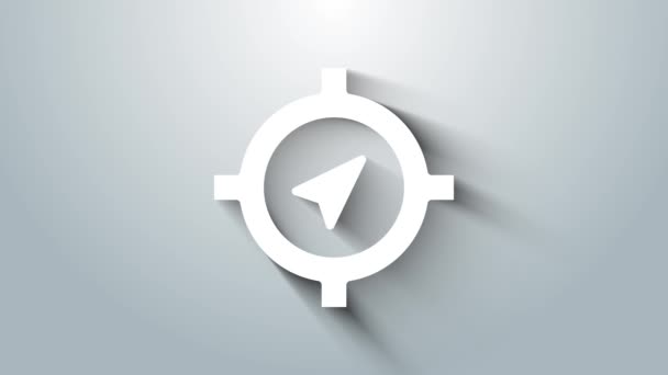 White Compass icon isolated on grey background. Windrose navigation symbol. Wind rose sign. 4K Video motion graphic animation — Stock Video