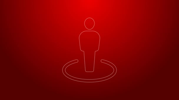 Green line Map marker with a silhouette of a person icon isolated on red background. GPS location symbol. 4K Video motion graphic animation — Stock Video