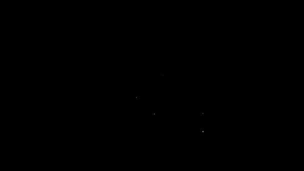Linha branca Mapa dobrado com ícone de marcador de localização isolado em fundo preto. Animação gráfica em movimento de vídeo 4K — Vídeo de Stock