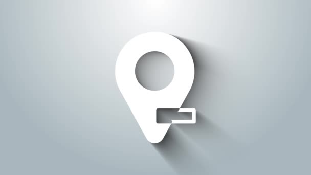 White Map pin icon isolated on grey background. Navigation, pointer, location, map, gps, direction, place, compass, search concept. 4K Video motion graphic animation — Stock Video