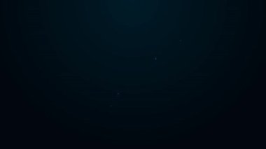 Parlayan neon çizgisi delme simgesi siyah arkaplanda izole edildi. 4K Video hareketli grafik canlandırması