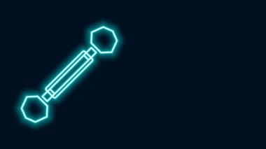 Parlayan neon çizgisi delme simgesi siyah arkaplanda izole edildi. 4K Video hareketli grafik canlandırması