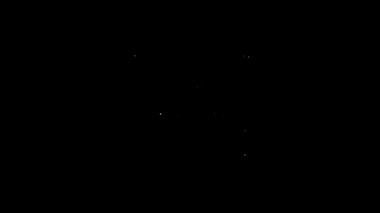 Siyah arka planda izole edilmiş beyaz çizgi elmas nişan yüzüğü. 4K Video hareketli grafik canlandırması