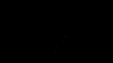 Beyaz çizgi cep saati simgesi siyah arkaplanda izole edildi. 4K Video hareketli grafik canlandırması