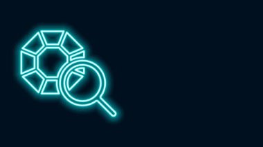Parlayan neon hattı Gem Stone simgesi siyah arkaplanda izole edildi. Mücevher sembolü. Elmas. 4K Video hareketli grafik canlandırması
