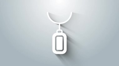 Gri arkaplanda beyaz kolye simgesi var. 4K Video hareketli grafik canlandırması