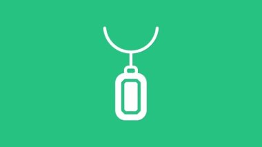 Kolye ikonundaki beyaz kolye yeşil arka planda izole edilmiş. 4K Video hareketli grafik canlandırması