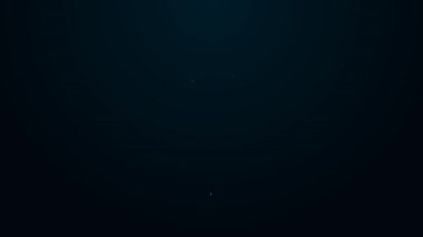 Parlak neon çizgili elmas nişan yüzüğü simgesi siyah arkaplanda izole edildi. 4K Video hareketli grafik canlandırması