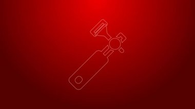 Yeşil çizgili kuyumcular elmas derecelendirme için kırmızı arka planda izole edilmiş dimon simgesini kullanırlar. 4K Video hareketli grafik canlandırması