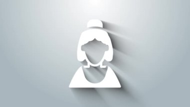 Gri arka planda bir kuyumcu ikonunun beyaz danışmanı. 4K Video hareketli grafik canlandırması