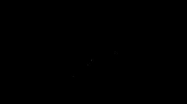 Beyaz çizgi büyüteç simgesi siyah arkaplanda izole edilmiş. Arama, odaklanma, yakınlaştırma, iş sembolü. 4K Video hareketli grafik canlandırması