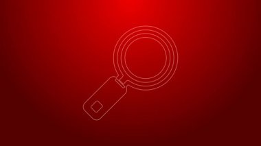 Kırmızı arkaplanda yeşil çizgi büyüteç simgesi izole edildi. Arama, odaklanma, yakınlaştırma, iş sembolü. 4K Video hareketli grafik canlandırması