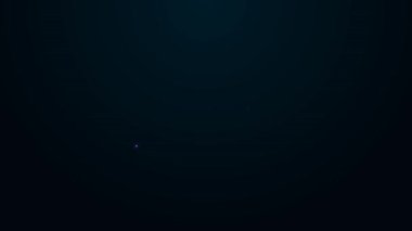 Parlayan neon hattı sabit disk sürücüsü simgesi siyah arkaplanda izole edildi. 4K Video hareketli grafik canlandırması