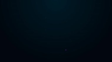 Siyah arkaplanda parlayan neon çizgisi olan bilgisayar simgesi davası izole edildi. Bilgisayar sunucusu. İş istasyonu. 4K Video hareketli grafik canlandırması
