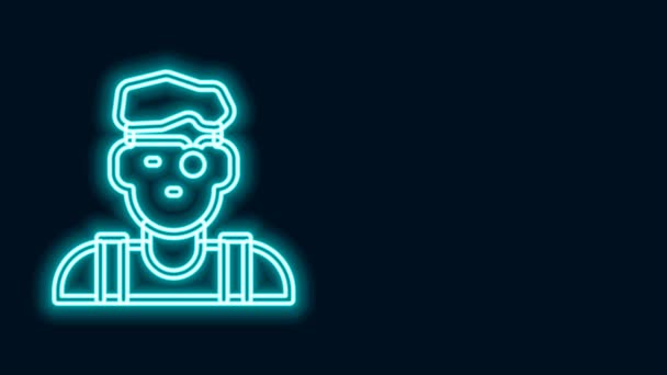 Glowing neon line Jeweler man icon isolated on black background. 4K Video motion graphic animation — Stock Video