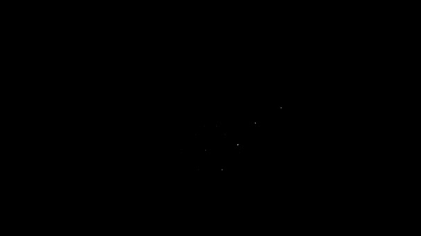 Fehér vonal Gyémánt eljegyzési gyűrű ikon elszigetelt fekete háttérrel. 4K Videó mozgás grafikus animáció — Stock videók