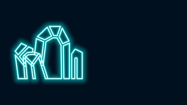 Linha de néon brilhante ícone de pedra Gem isolado no fundo preto. Símbolo de jóias. Diamante. Animação gráfica em movimento de vídeo 4K — Vídeo de Stock