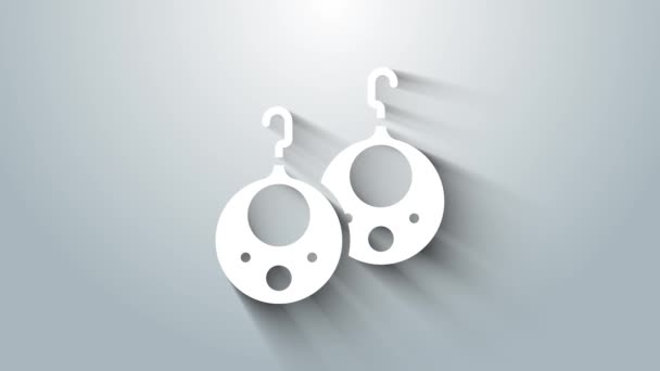 White Earrings icon isolated on grey background. Jewelry accessories. 4K Video motion graphic animation — Vídeo de Stock