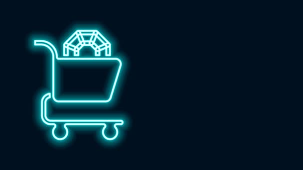 Zářící neon line šperky online nákupní ikona izolované na černém pozadí. Grafická animace pohybu videa 4K — Stock video