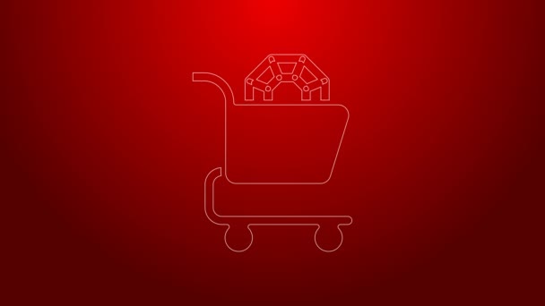 Green line Jewelry online shopping icon isolated on red background. 4K Video motion graphic animation — Vídeo de Stock