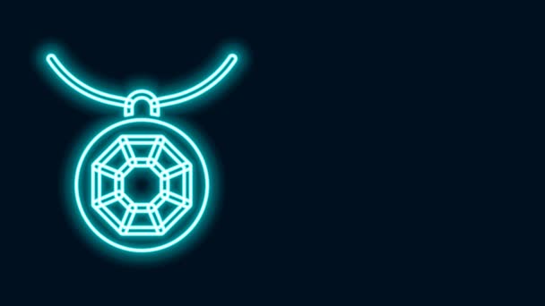 Glowing neon line Pendant pada ikon kalung terisolasi pada latar belakang hitam. Animasi grafis gerak Video 4K — Stok Video